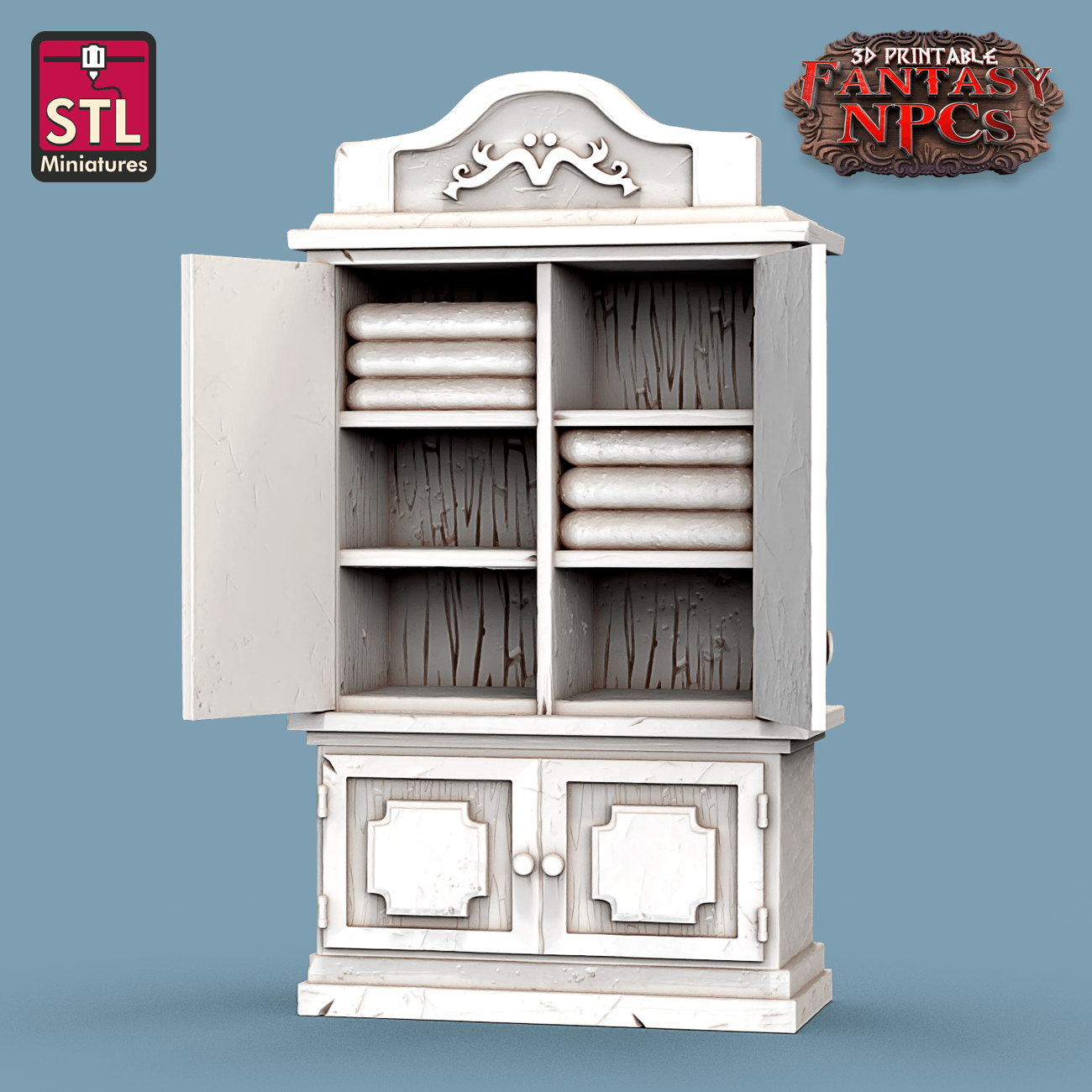 3D Printed STL Miniatures Laundry Set Fantasy NPC 28mm - 32mm War Gaming D&D - 3D Printing Boss 