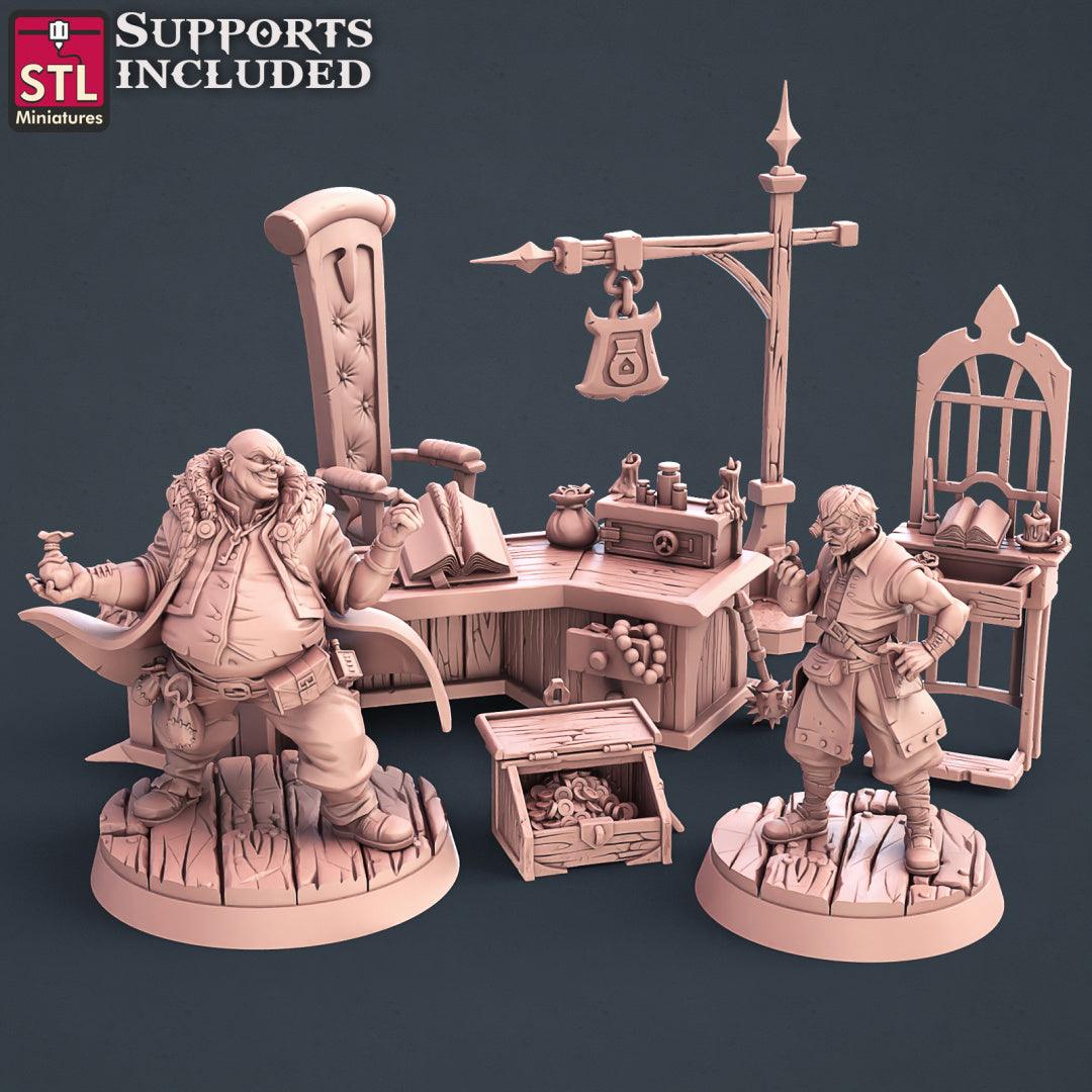 3D Printed STL Miniatures Lender Set Fantasy NPC 2 | 28 - 32mm War Gaming D&D - 3D Printing Boss 
