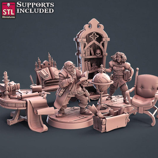 3D Printed STL Miniatures Librarian Set 28mm - 32mm War Gaming D&D - 3D Printing Boss 
