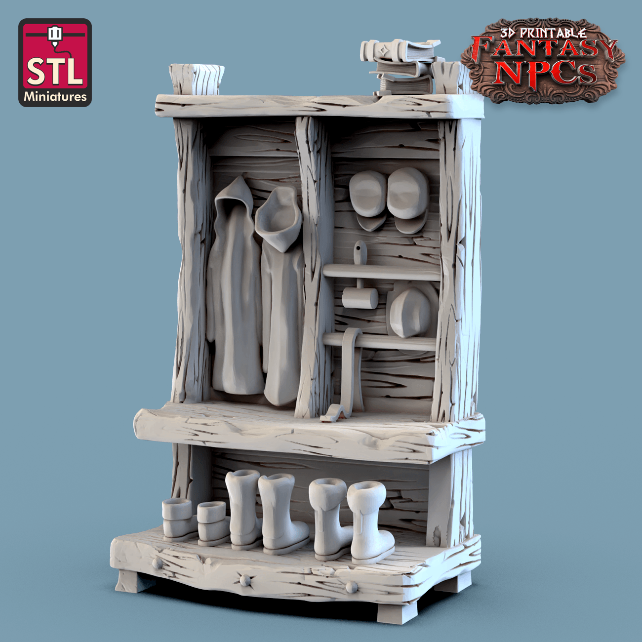 3D Printed STL Miniatures Lighthouse Keeper Set Fantasy NPC 28mm - 32mm War Gaming D&D - 3D Printing Boss 