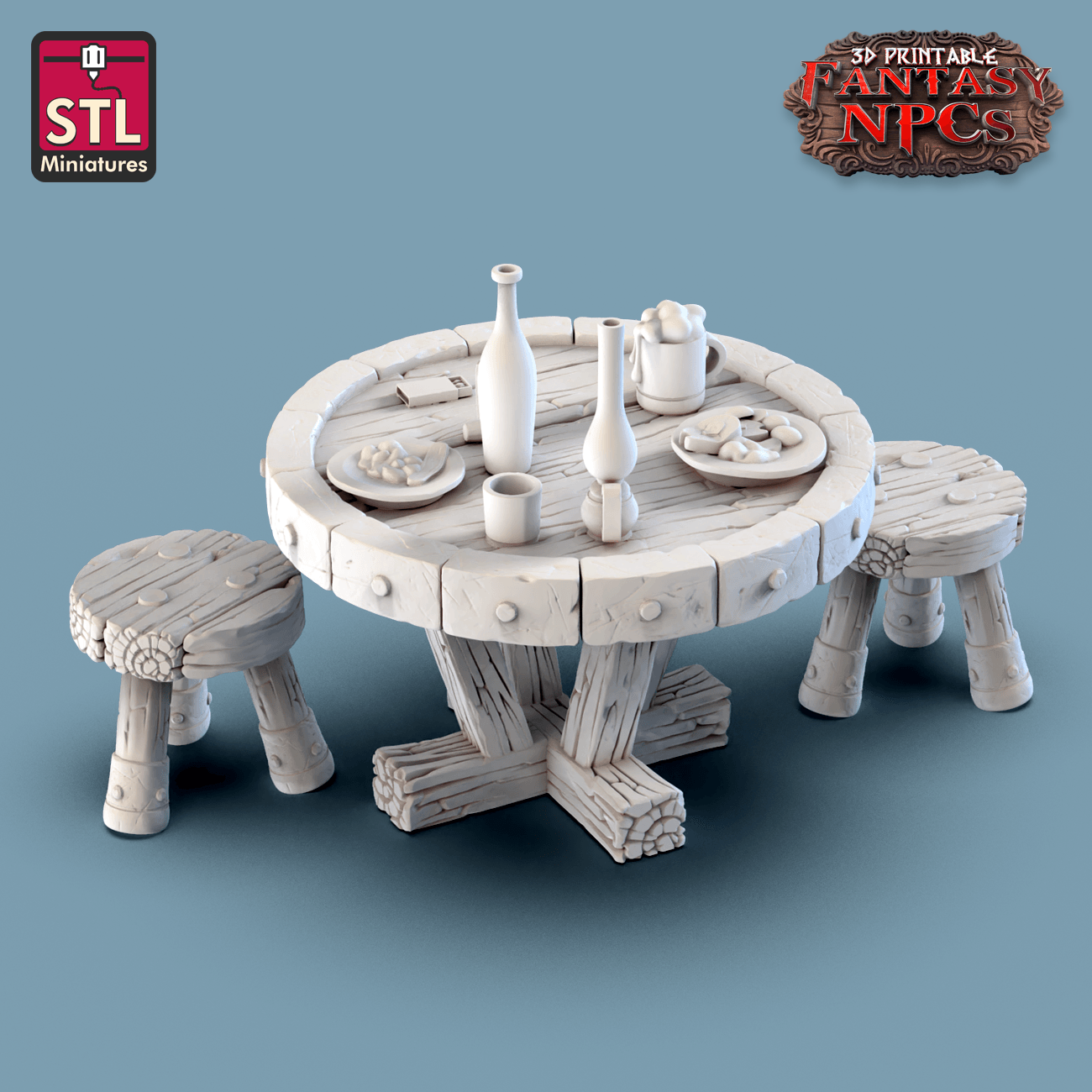 3D Printed STL Miniatures Lighthouse Keeper Set Fantasy NPC 28mm - 32mm War Gaming D&D - 3D Printing Boss 