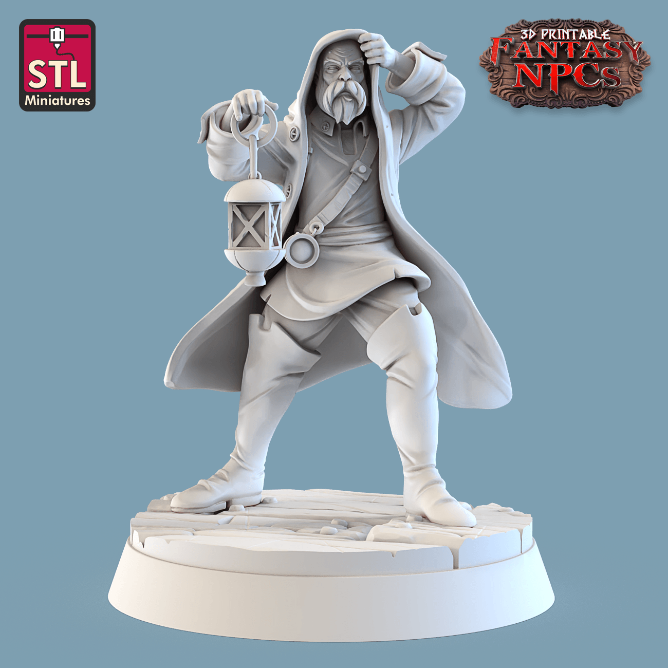 3D Printed STL Miniatures Lighthouse Keeper Set Fantasy NPC 28mm - 32mm War Gaming D&D - 3D Printing Boss 