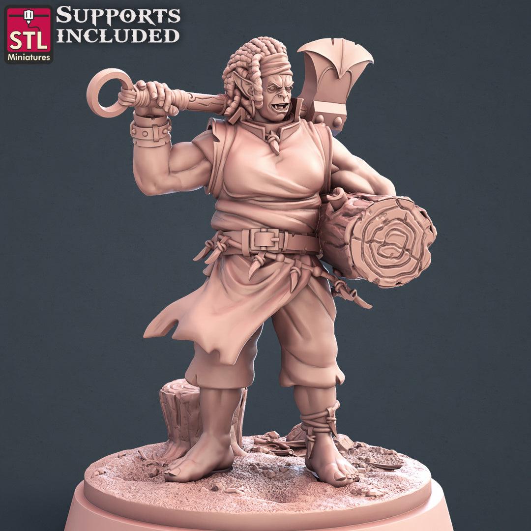3D Printed STL Miniatures Lumberjack Set 28mm - 32mm War Gaming D&D - 3D Printing Boss 