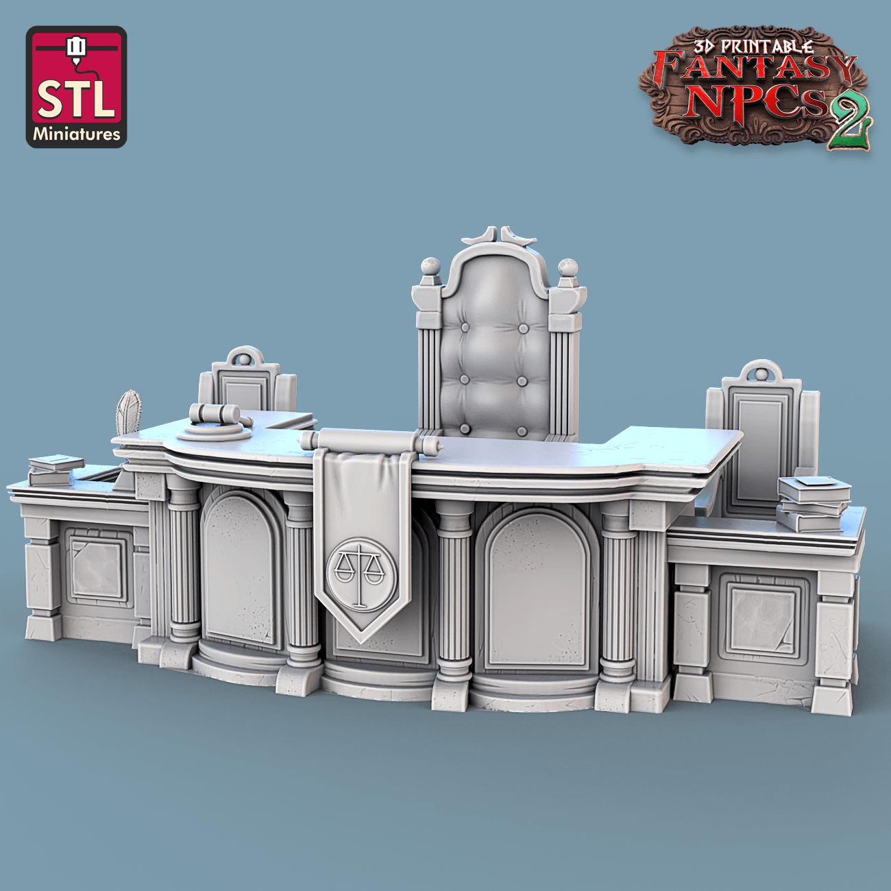 3D Printed STL Miniatures Magistrate Set Fantasy NPC 2 | 28 - 32mm War Gaming D&D - 3D Printing Boss 