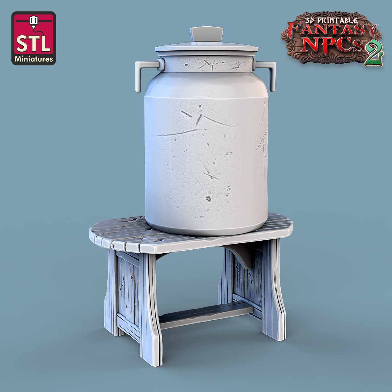 3D Printed STL Miniatures Milk Man Set Fantasy NPC 2 | 28 - 32mm War Gaming D&D - 3D Printing Boss 