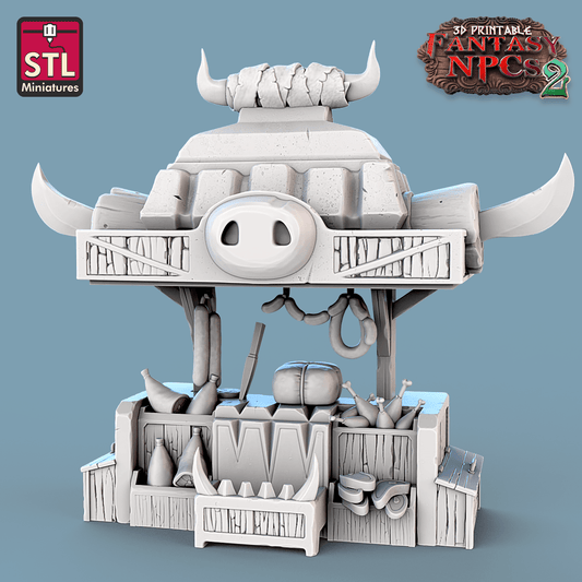 3D Printed STL Miniatures Orc Burcher Set Fantasy NPC 2 | 28 - 32mm War Gaming D&D - 3D Printing Boss 