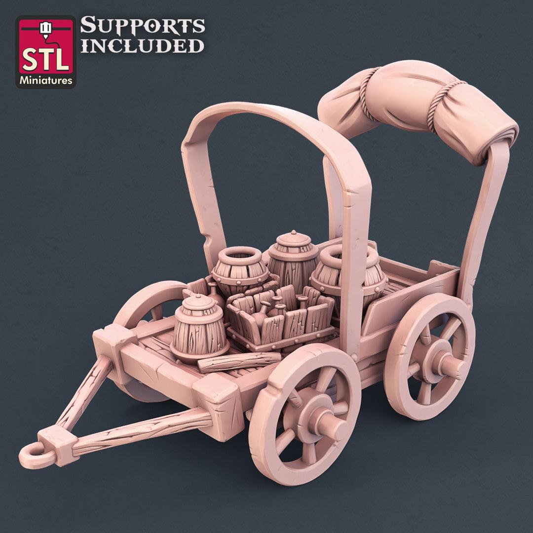 3D Printed STL Miniatures Potion Vendor Set 28mm - 32mm War Gaming D&D - 3D Printing Boss 