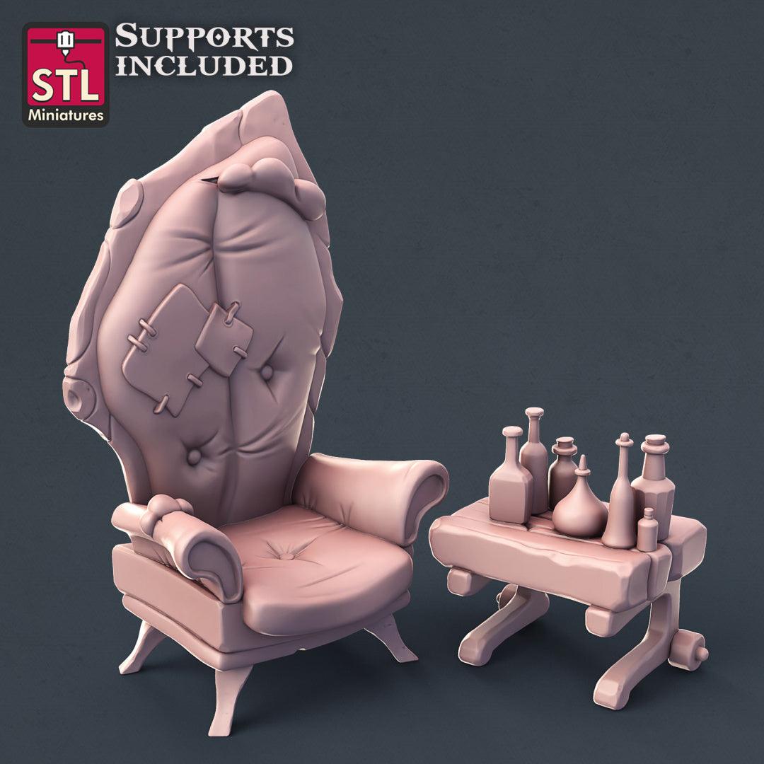 3D Printed STL Miniatures Potion Vendor Set 28mm - 32mm War Gaming D&D - 3D Printing Boss 