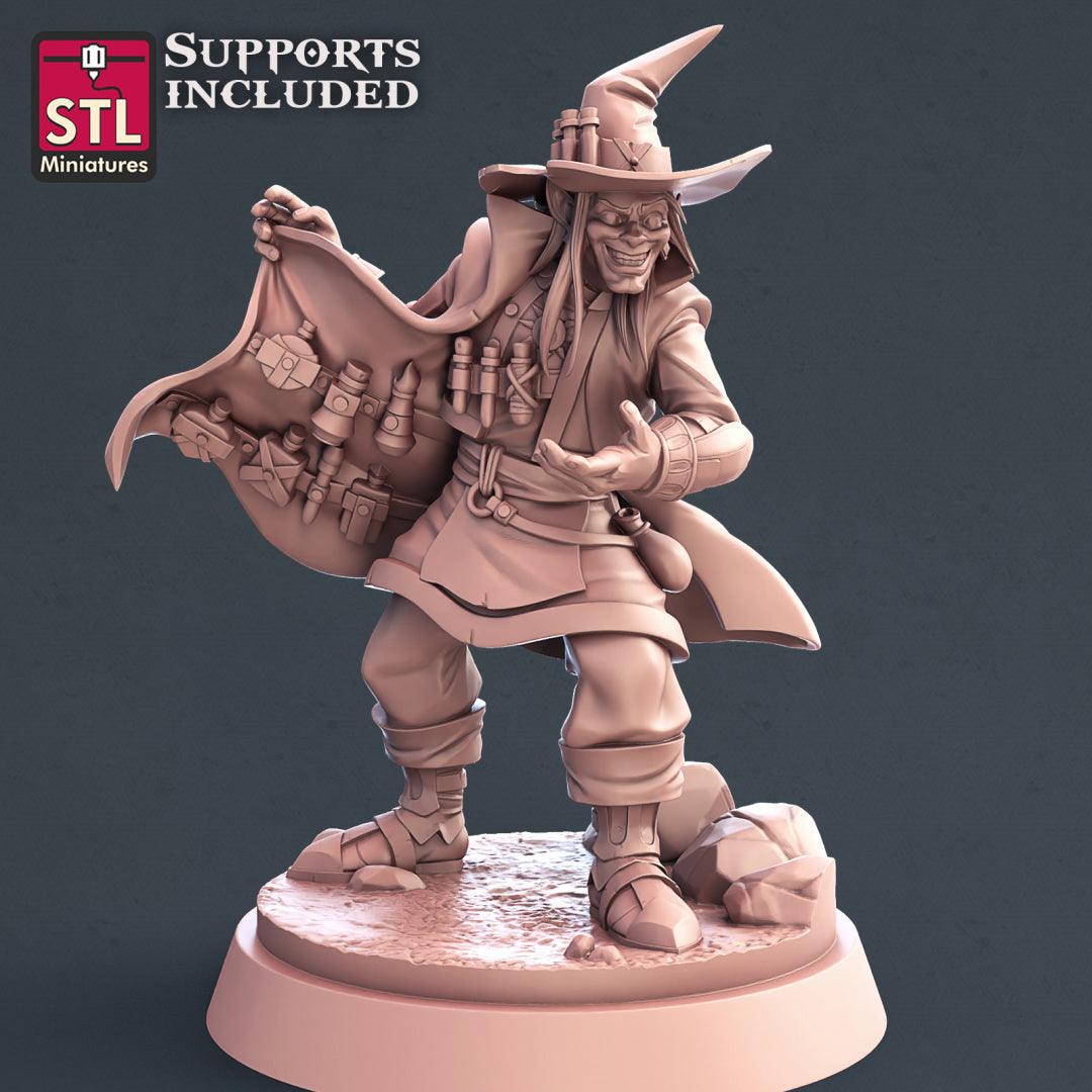 3D Printed STL Miniatures Potion Vendor Set 28mm - 32mm War Gaming D&D - 3D Printing Boss 