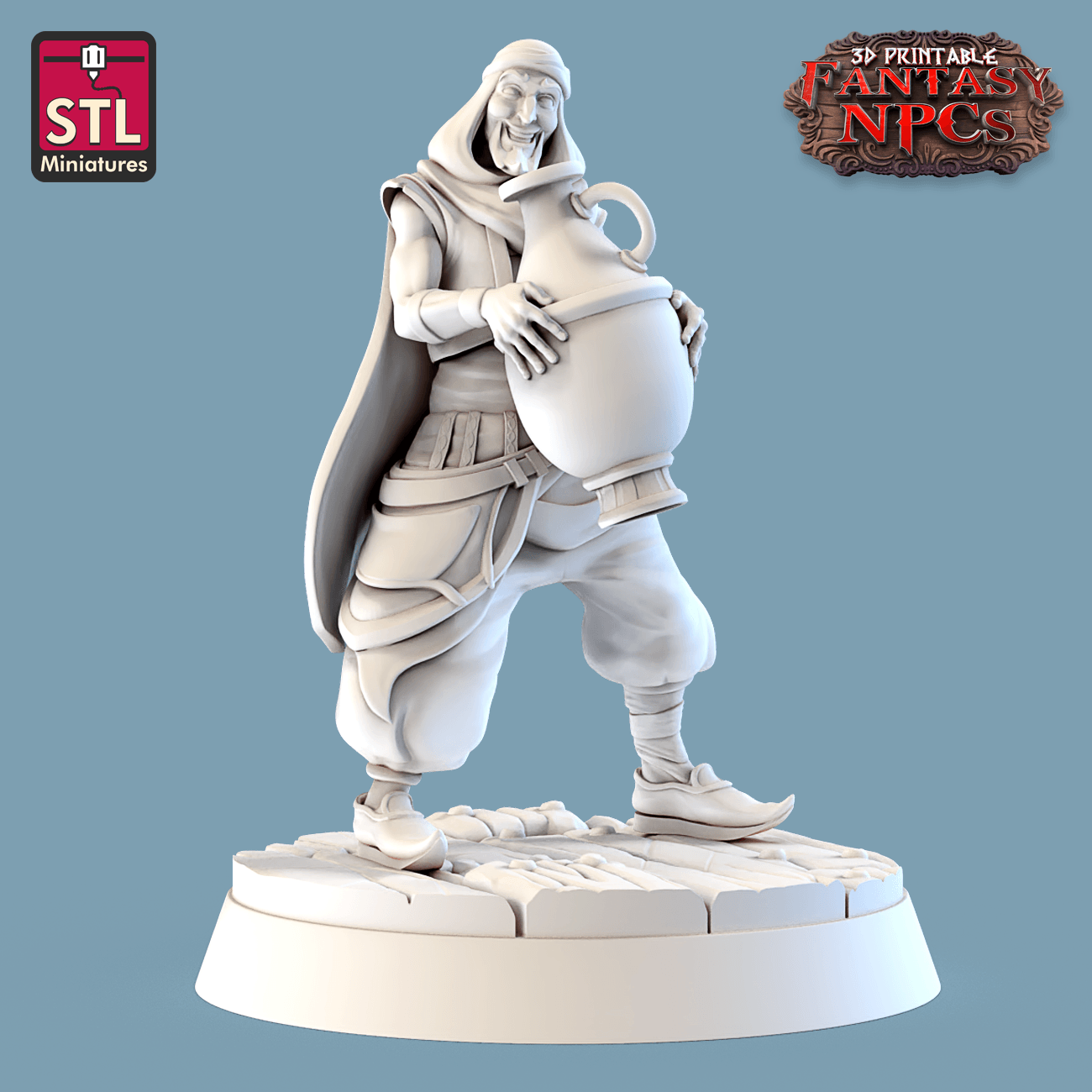 3D Printed STL Miniatures Potter Set Fantasy NPC 28mm - 32mm War Gaming D&D - 3D Printing Boss 