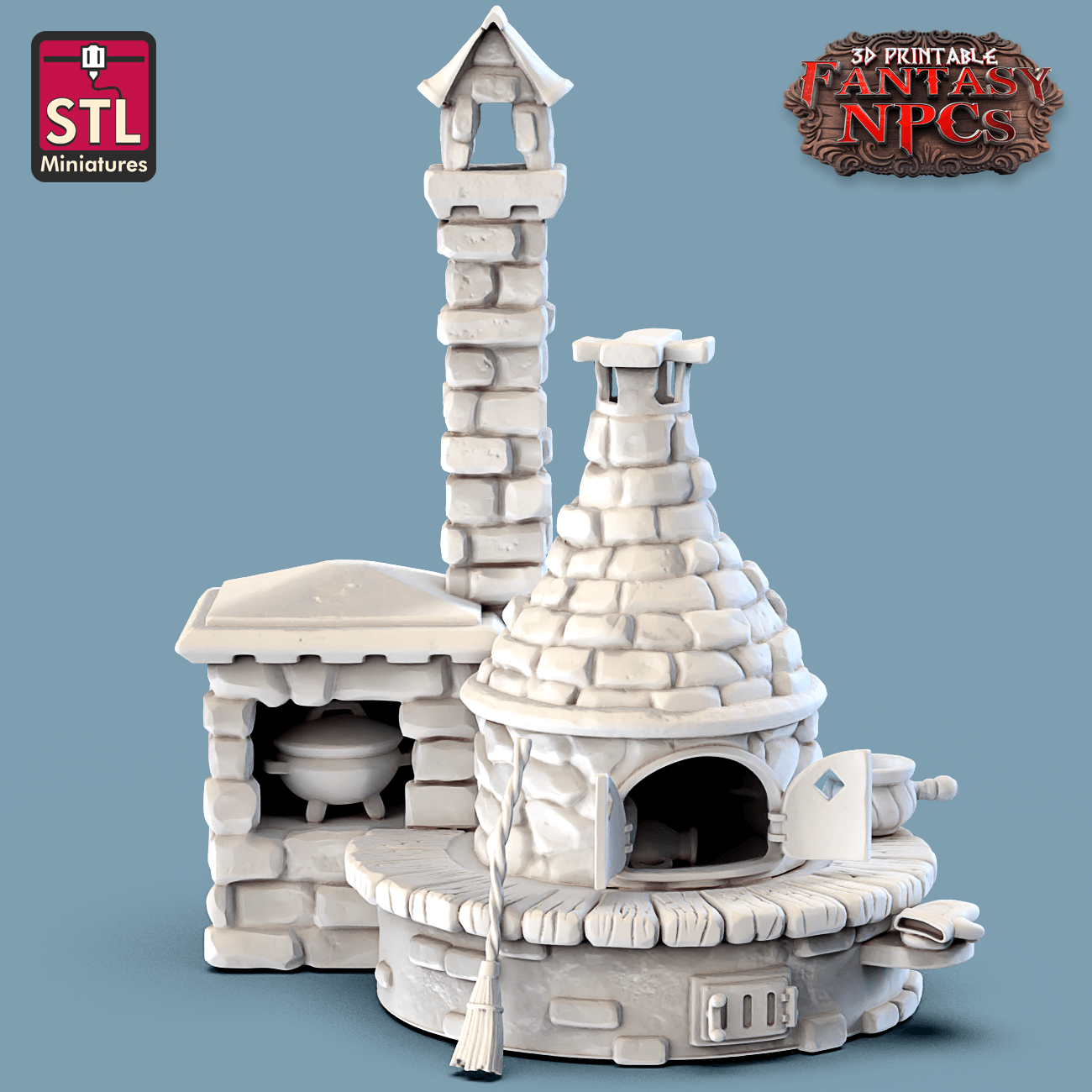3D Printed STL Miniatures Potter Set Fantasy NPC 28mm - 32mm War Gaming D&D - 3D Printing Boss 