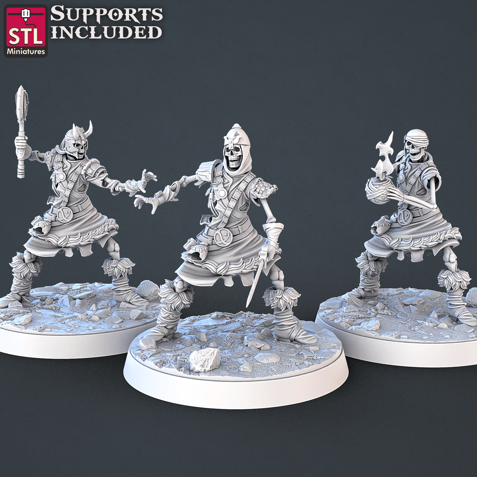 3D Printed STL Miniatures Skeletons Set 28mm - 32mm War Gaming D&D | D ...