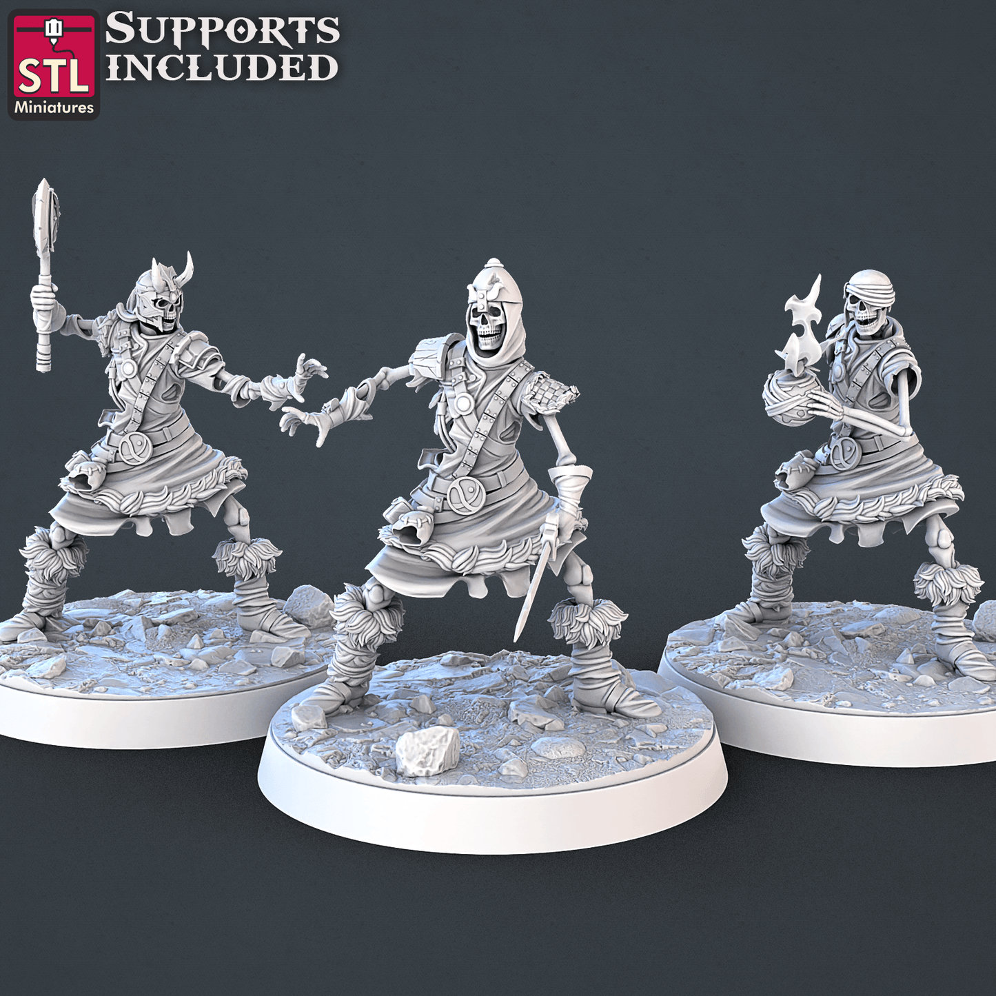 3D Printed STL Miniatures Skeletons Set 28mm - 32mm War Gaming D&D - 3D Printing Boss 
