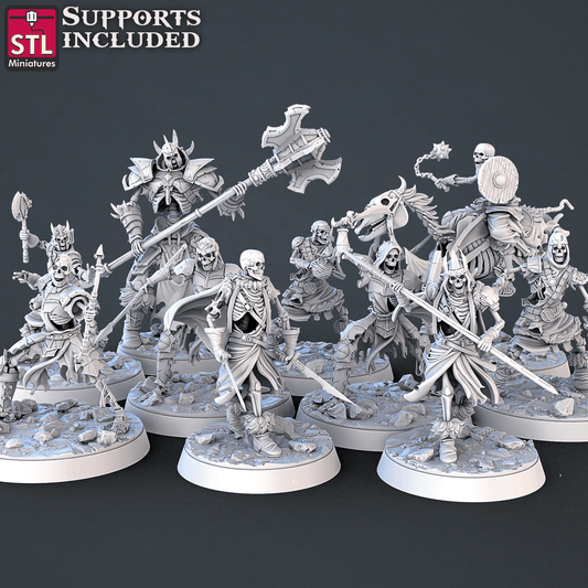 3D Printed STL Miniatures Skeletons Set 28mm - 32mm War Gaming D&D - 3D Printing Boss 