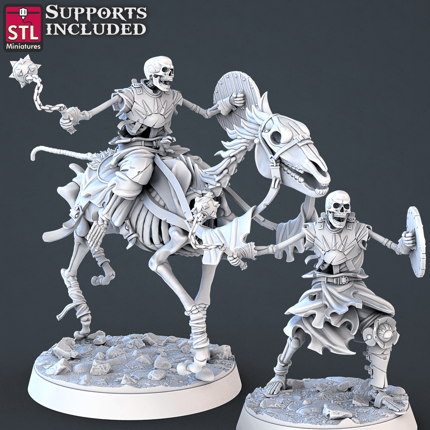 3D Printed STL Miniatures Skeletons Set 28mm - 32mm War Gaming D&D - 3D Printing Boss 