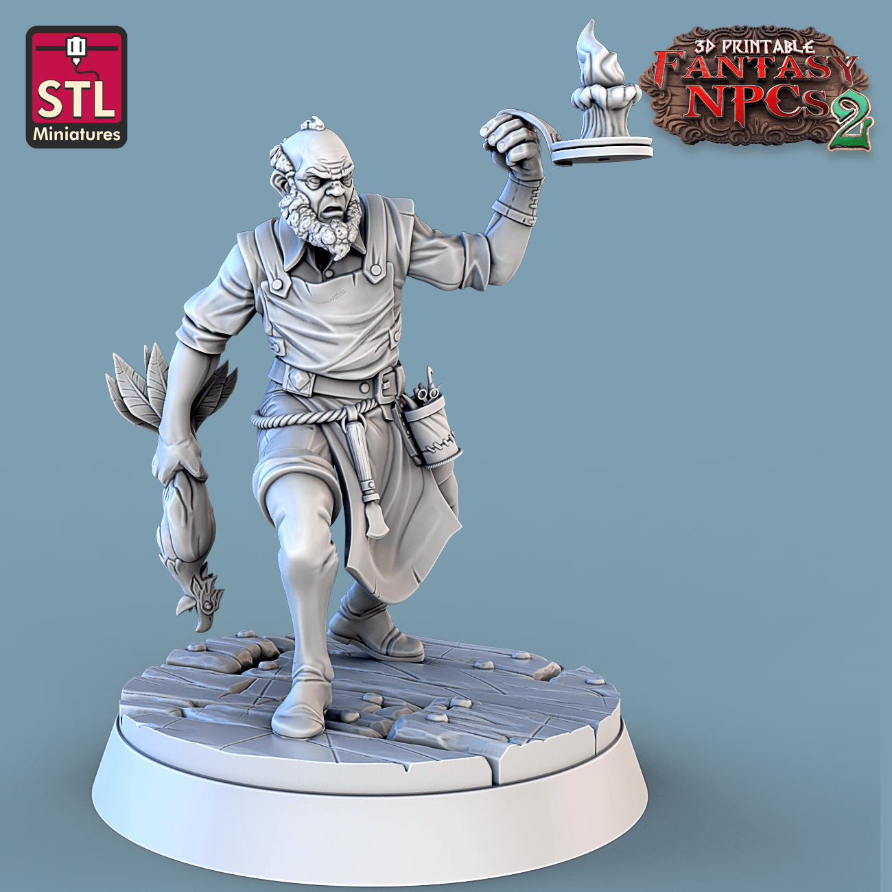 3D Printed STL Miniatures Taxidermist Set Fantasy NPC 2 | 28 - 32mm War Gaming D&D - 3D Printing Boss 