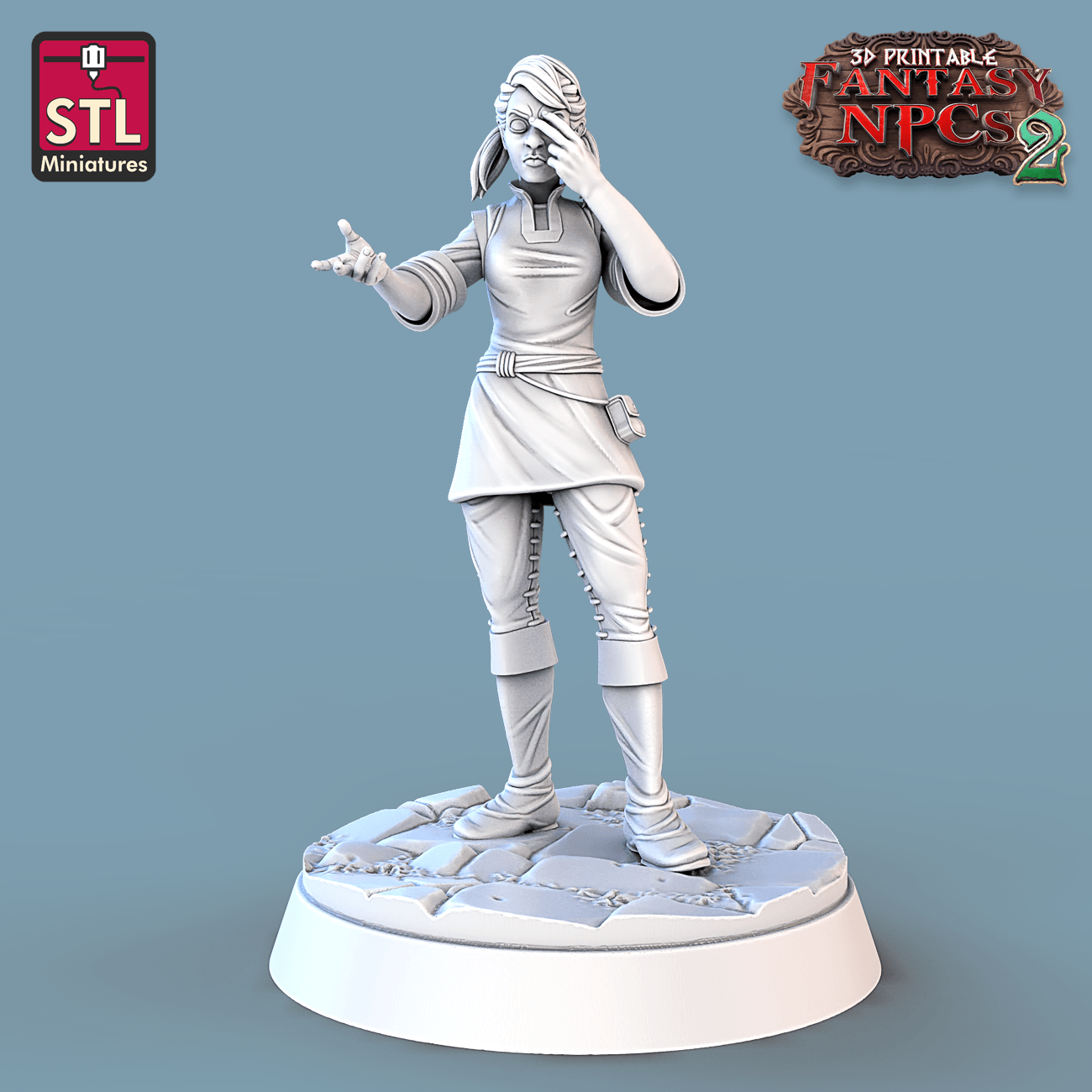3D Printed STL Miniatures Townsfolks Vol 2 Set Fantasy NPC 2 | 28 - 32mm War Gaming D&D - 3D Printing Boss 