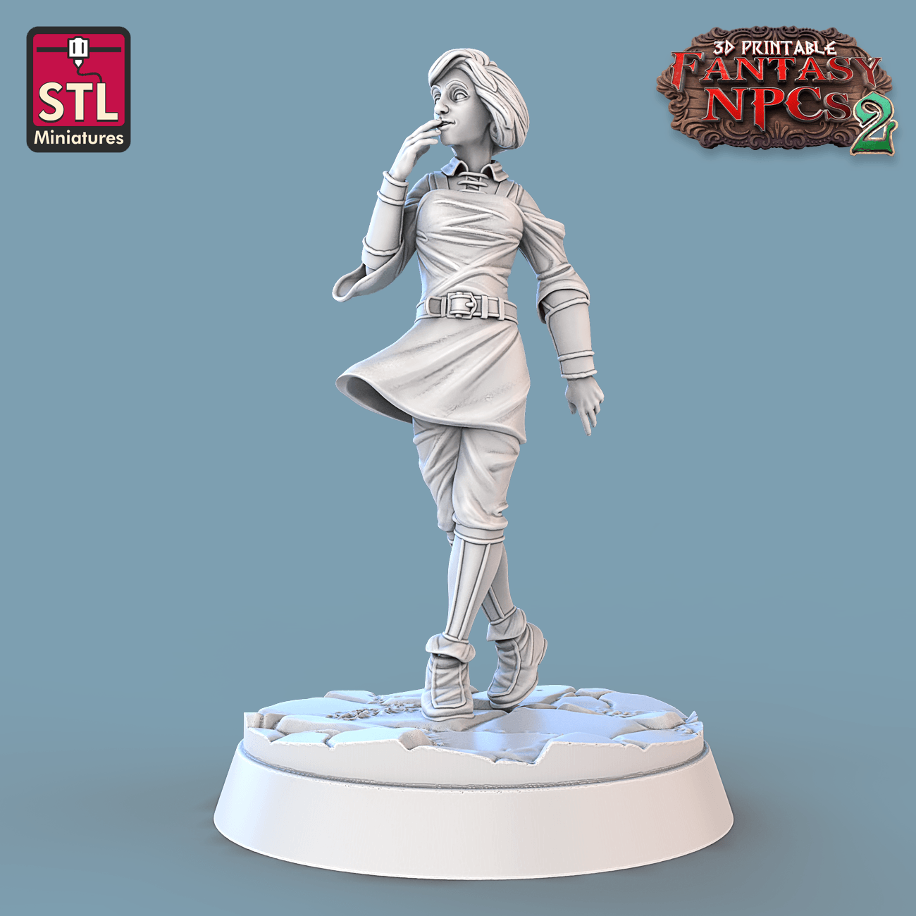 3D Printed STL Miniatures Townsfolks Vol 2 Set Fantasy NPC 2 | 28 - 32mm War Gaming D&D - 3D Printing Boss 