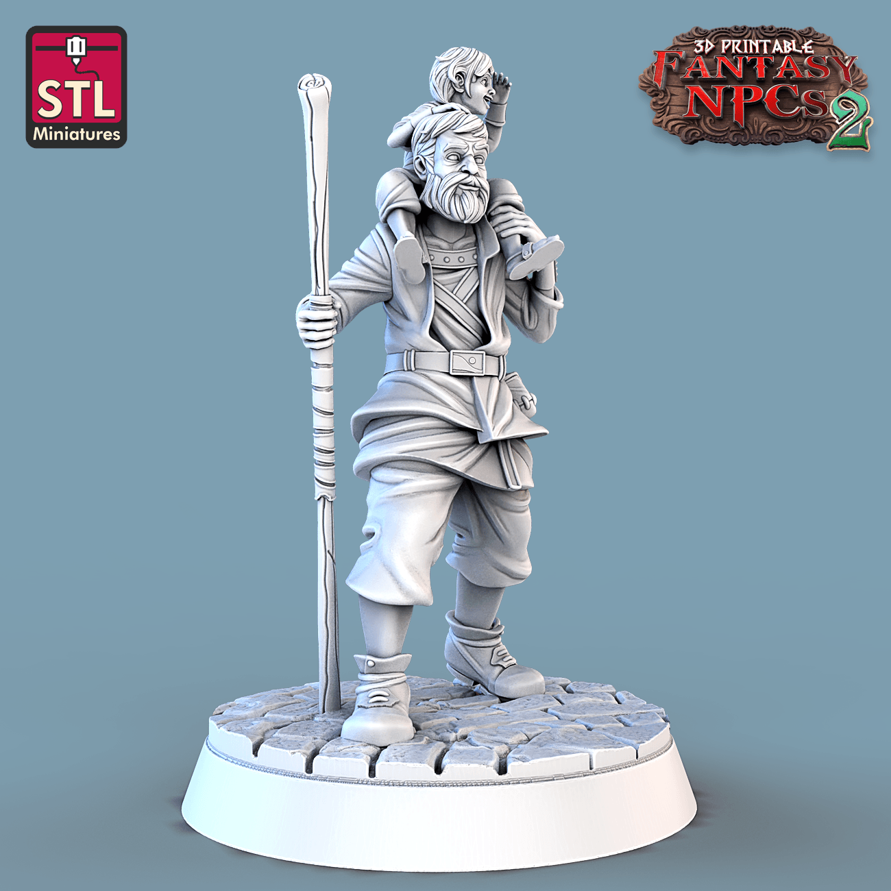 3D Printed STL Miniatures Townsfolks Vol 2 Set Fantasy NPC 2 | 28 - 32mm War Gaming D&D - 3D Printing Boss 
