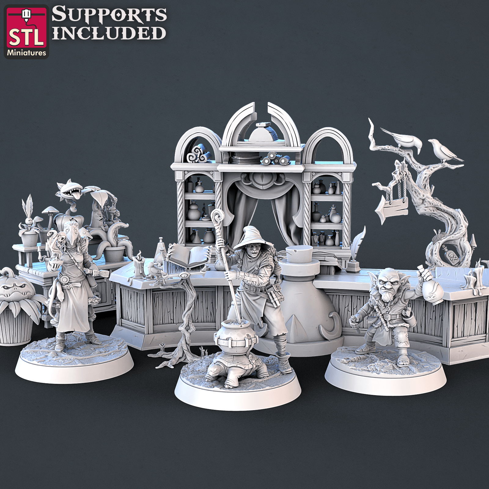 3D Printed STL Miniatures Toxic Vendor Set 28mm - 32mm War Gaming D&D - 3D Printing Boss 