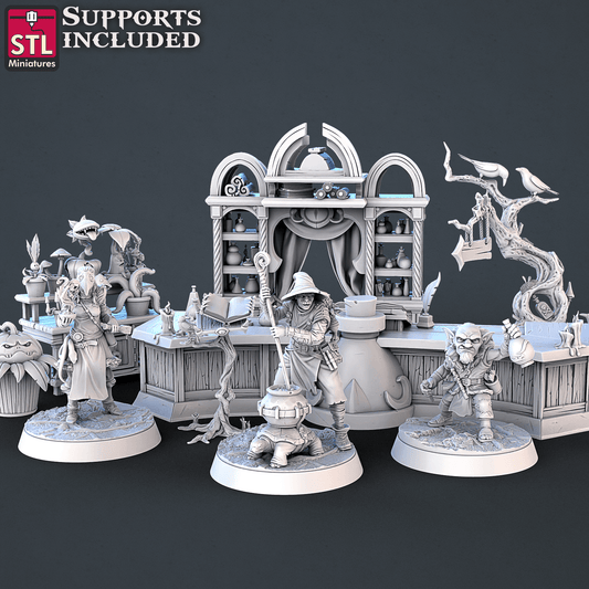 3D Printed STL Miniatures Toxic Vendor Set 28mm - 32mm War Gaming D&D - 3D Printing Boss 