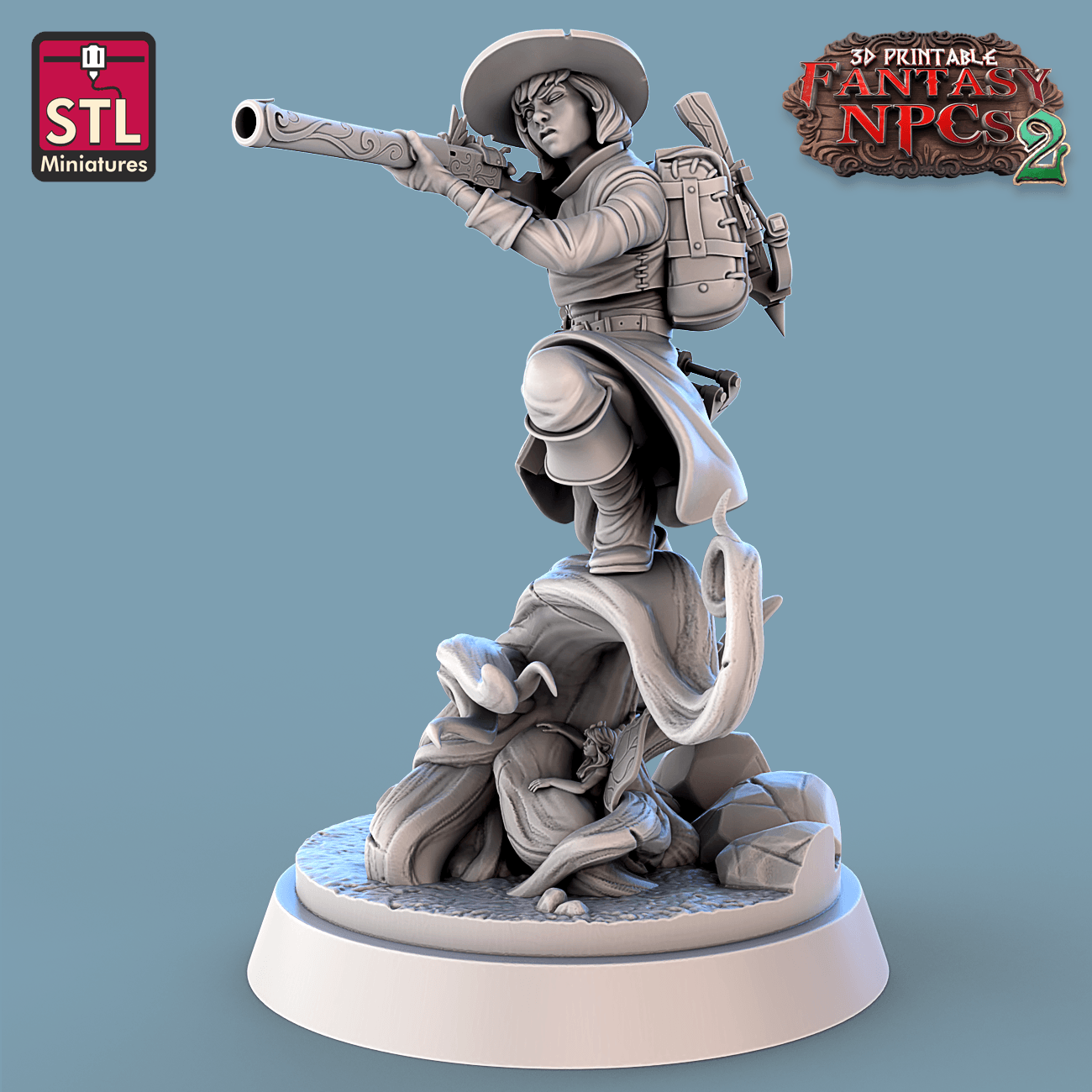 3D Printed STL Miniatures Trophy Hunter Set Fantasy NPC 2 | 28 - 32mm War Gaming D&D - 3D Printing Boss 