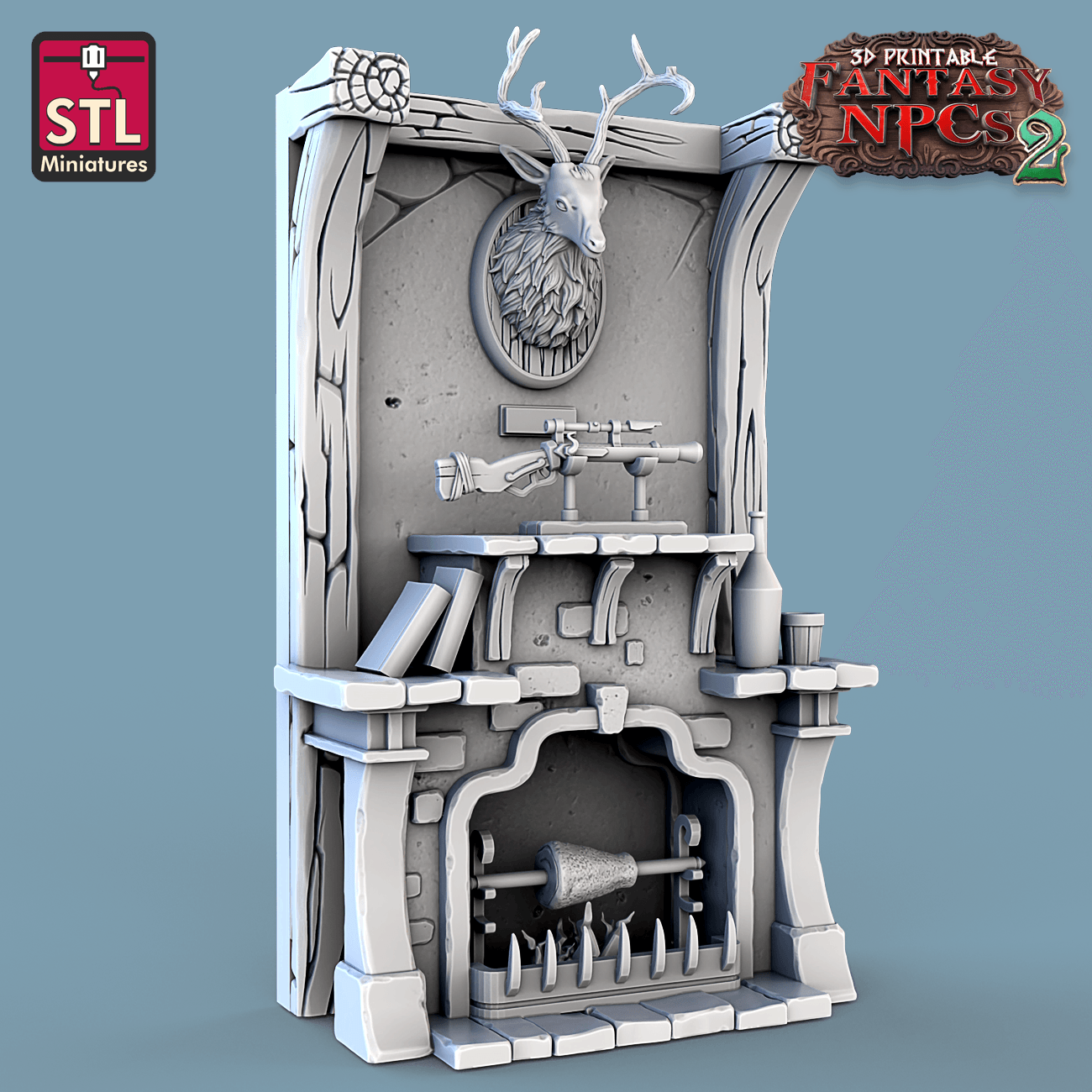 3D Printed STL Miniatures Trophy Hunter Set Fantasy NPC 2 | 28 - 32mm War Gaming D&D - 3D Printing Boss 