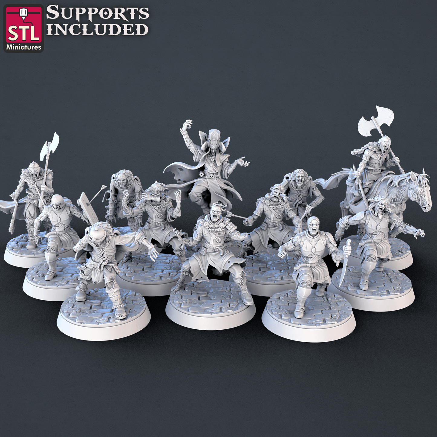 3D Printed STL Miniatures Undead Set 28mm - 32mm War Gaming D&D - 3D Printing Boss 