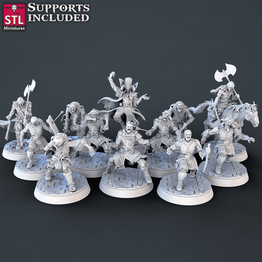 3D Printed STL Miniatures Undead Set 28mm - 32mm War Gaming D&D - 3D Printing Boss 