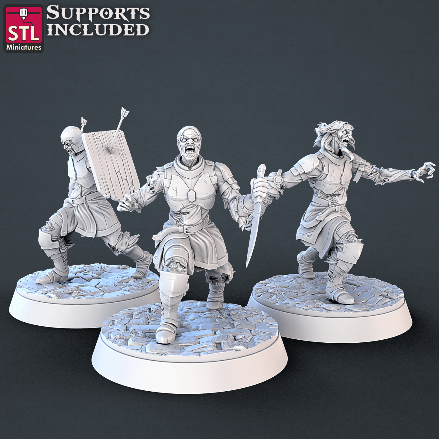 3D Printed STL Miniatures Undead Set 28mm - 32mm War Gaming D&D - 3D Printing Boss 