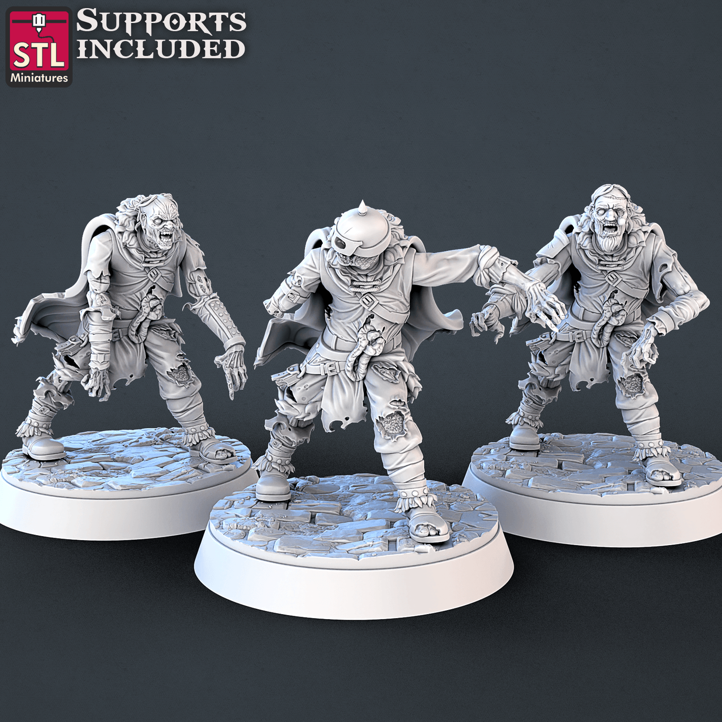 3D Printed STL Miniatures Undead Set 28mm - 32mm War Gaming D&D - 3D Printing Boss 