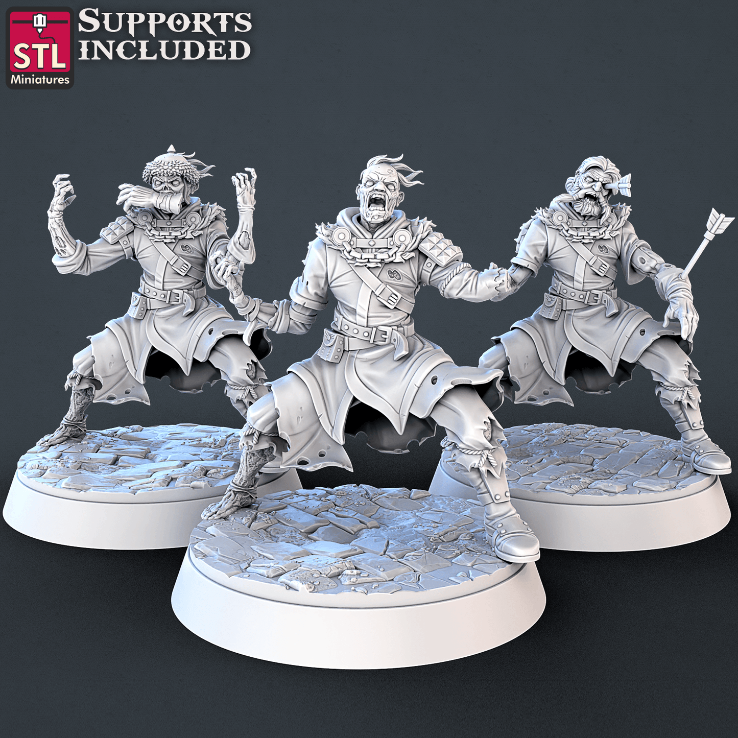 3D Printed STL Miniatures Undead Set 28mm - 32mm War Gaming D&D - 3D Printing Boss 