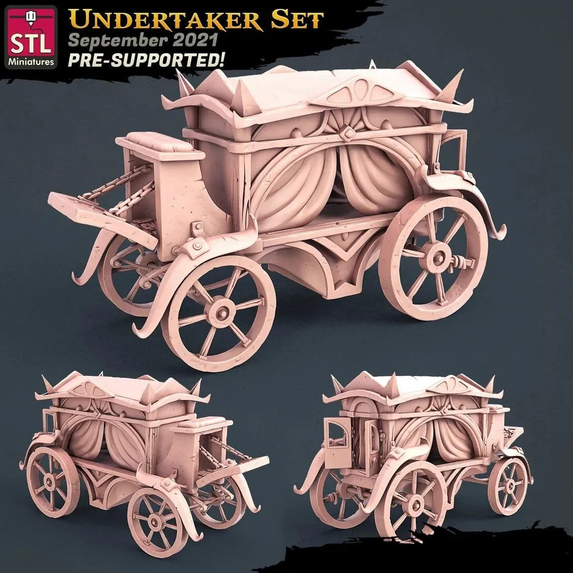 3D Printed STL Miniatures Undertaker Set Fantasy NPC 2 | 28 - 32mm War Gaming D&D - 3D Printing Boss 
