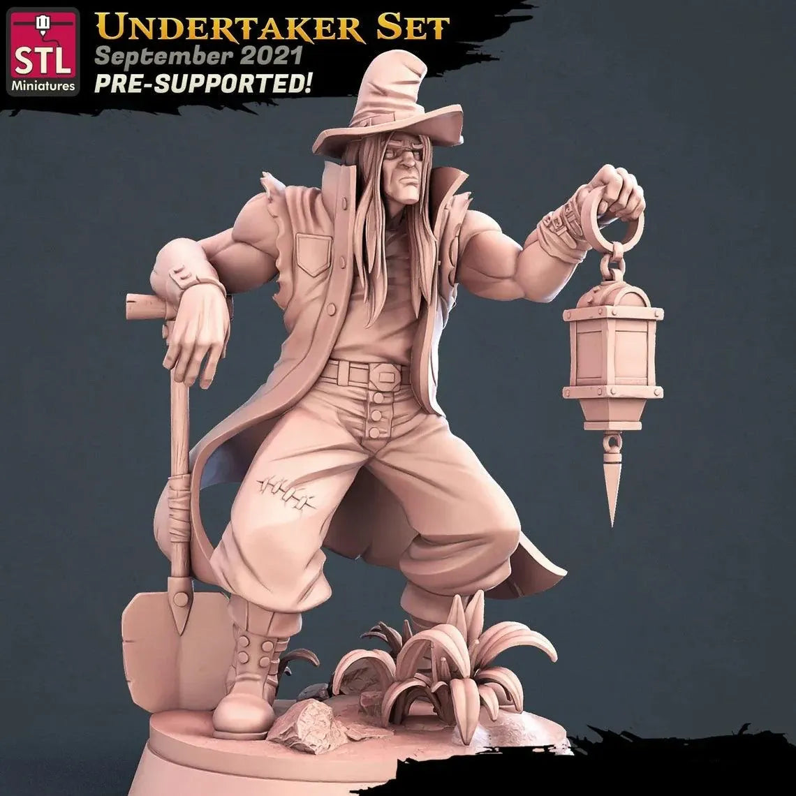 3D Printed STL Miniatures Undertaker Set Fantasy NPC 2 | 28 - 32mm War Gaming D&D - 3D Printing Boss 
