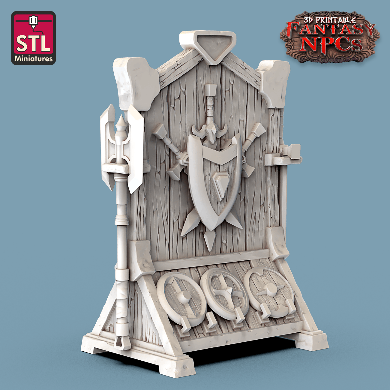 3D Printed STL Miniatures Weapons Merchant Set Fantasy NPC 28mm - 32mm War Gaming D&D - 3D Printing Boss 