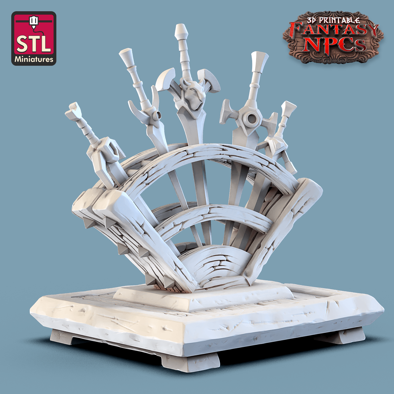 3D Printed STL Miniatures Weapons Merchant Set Fantasy NPC 28mm - 32mm War Gaming D&D - 3D Printing Boss 