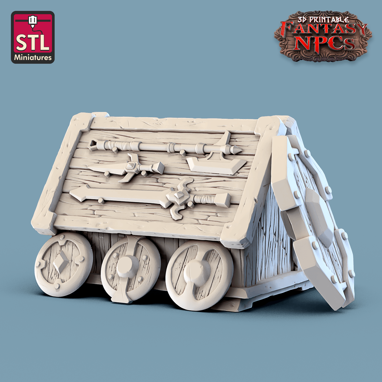 3D Printed STL Miniatures Weapons Merchant Set Fantasy NPC 28mm - 32mm War Gaming D&D - 3D Printing Boss 