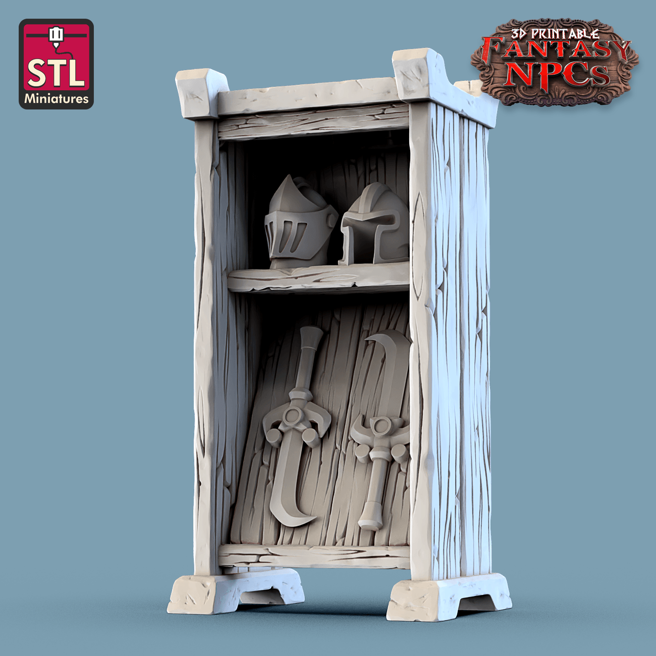 3D Printed STL Miniatures Weapons Merchant Set Fantasy NPC 28mm - 32mm War Gaming D&D - 3D Printing Boss 