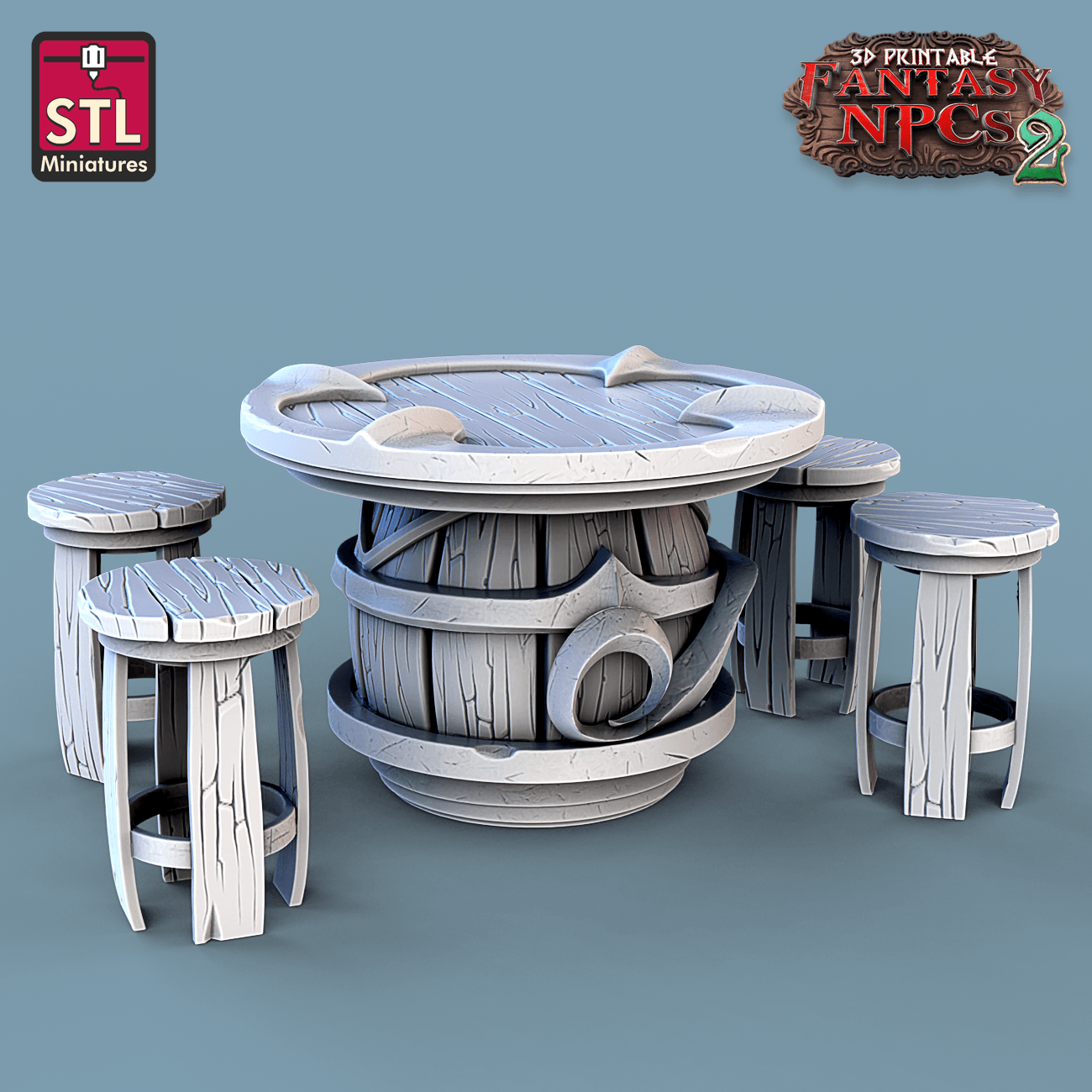 3D Printed STL Miniatures Winemakers Set Fantasy NPC 2 | 28 - 32mm War Gaming D&D - 3D Printing Boss 