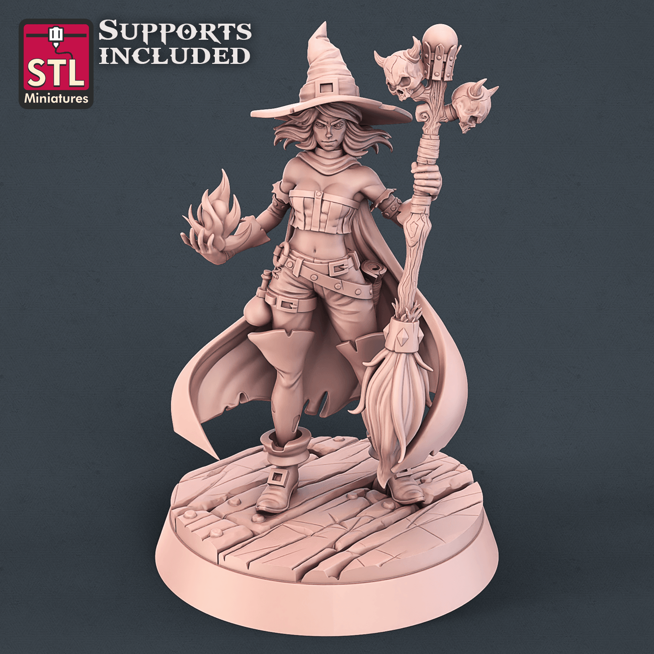 3D Printed STL Miniatures Witch Set 28mm - 32mm War Gaming D&D - 3D Printing Boss 