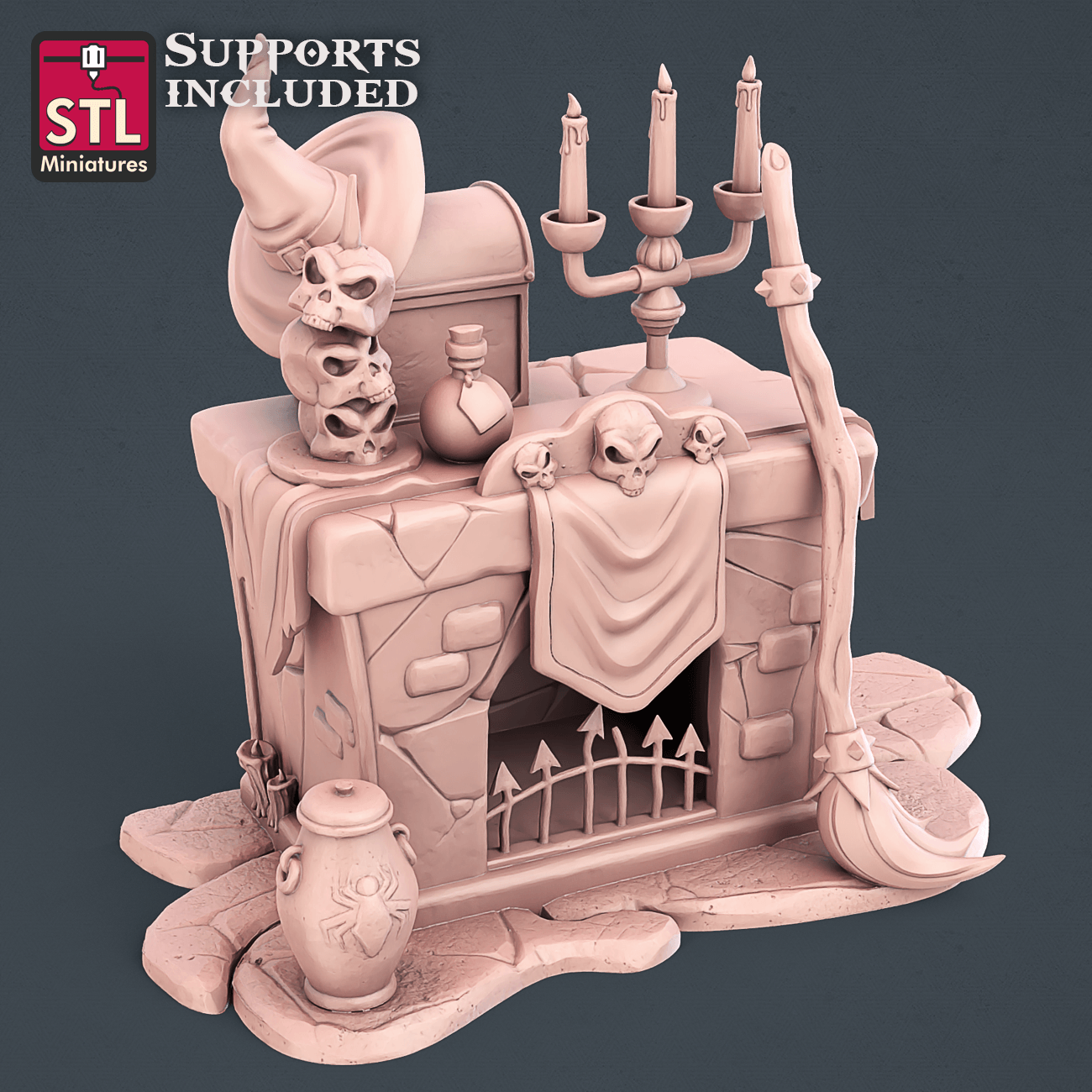 3D Printed STL Miniatures Witch Set 28mm - 32mm War Gaming D&D - 3D Printing Boss 