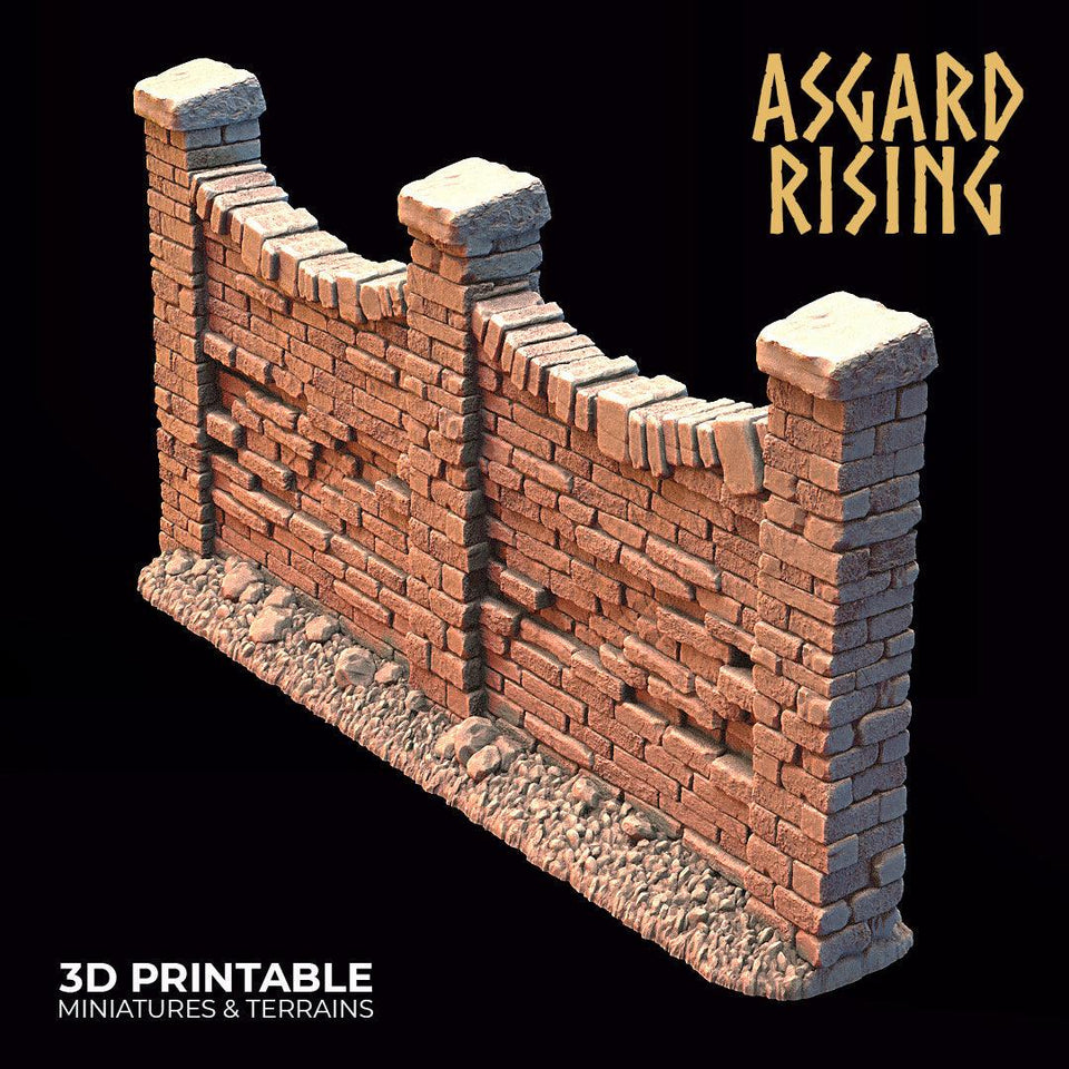 3D Printed Asgard Rising Cemetery Stone Wall Gate Set A 28mm-32mm Ragnarok D&D - Charming Terrain