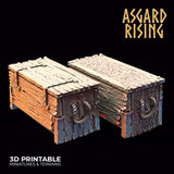 3D Printed Asgard Rising Chests Set 28mm - 32mm Ragnarok D&D - Charming Terrain