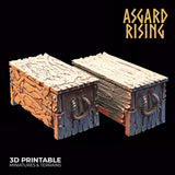 3D Printed Asgard Rising Chests Set 28mm - 32mm Ragnarok D&D - Charming Terrain