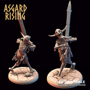 3D Printed Asgard Rising Draugr - Undead Skeleton Warriors Set 28mm - 32mm - Charming Terrain