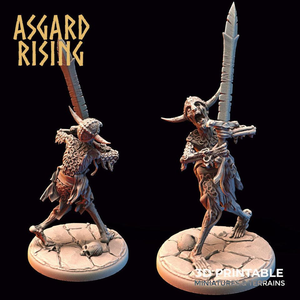 3D Printed Asgard Rising Draugr - Undead Skeleton Warriors Set 28mm - 32mm - Charming Terrain