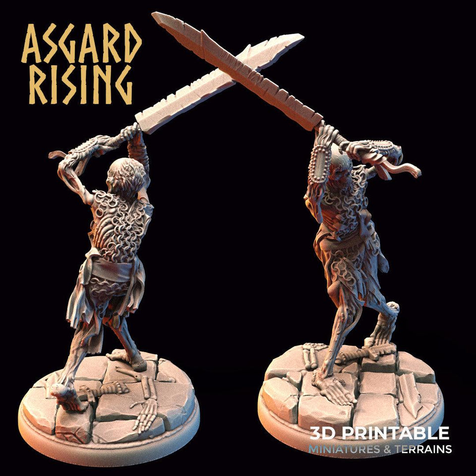 3D Printed Asgard Rising Draugr - Undead Skeleton Warriors Set 28mm - 32mm - Charming Terrain