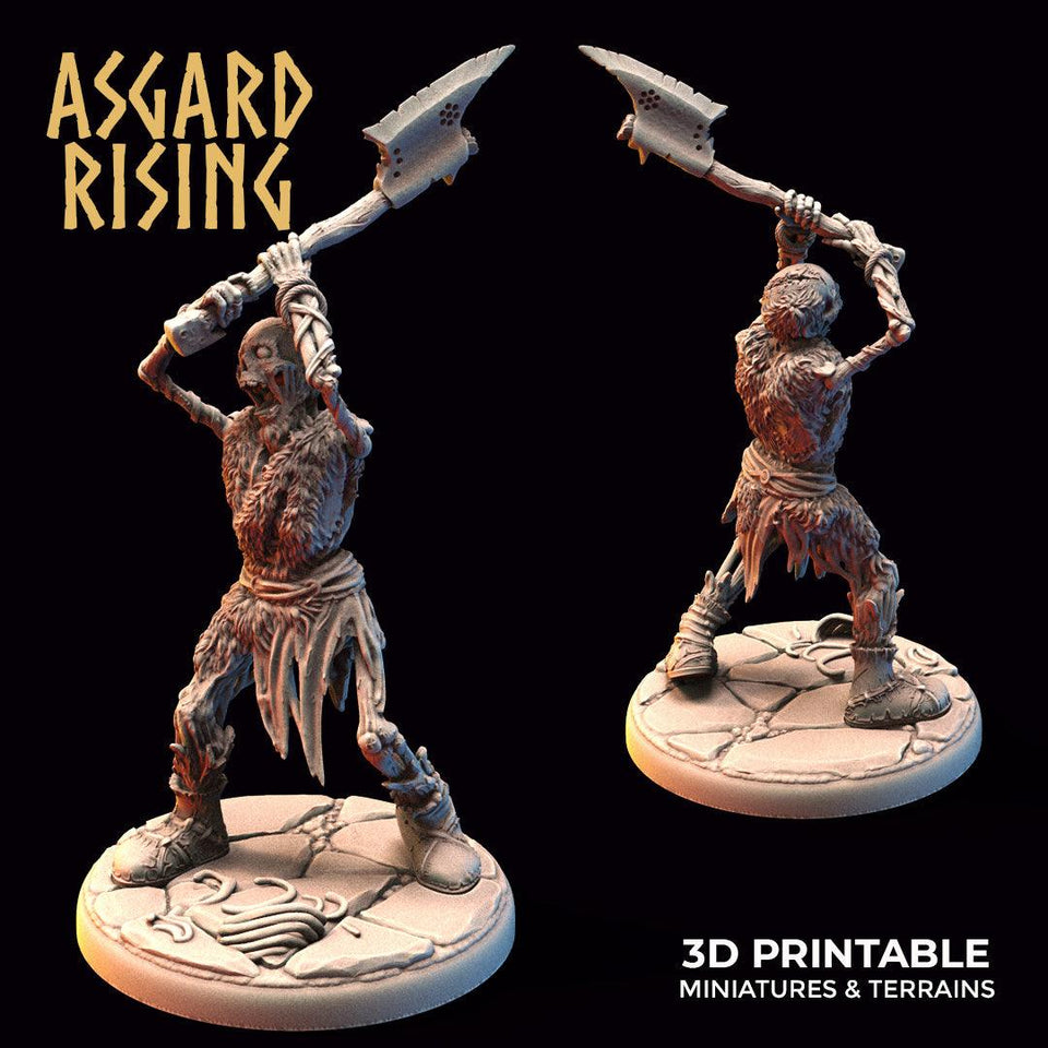 3D Printed Asgard Rising Draugr - Undead Skeleton Warriors Set 28mm - 32mm - Charming Terrain