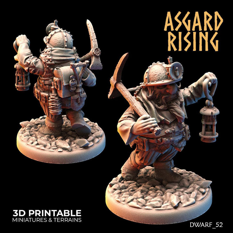 3D Printed Asgard Rising Dwarf Dwarven Miners Set 1 28mm - 32mm - Charming Terrain