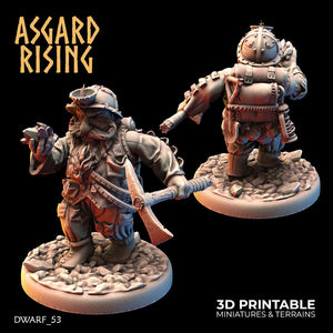 3D Printed Asgard Rising Dwarf Dwarven Miners Set 1 28mm - 32mm - Charming Terrain